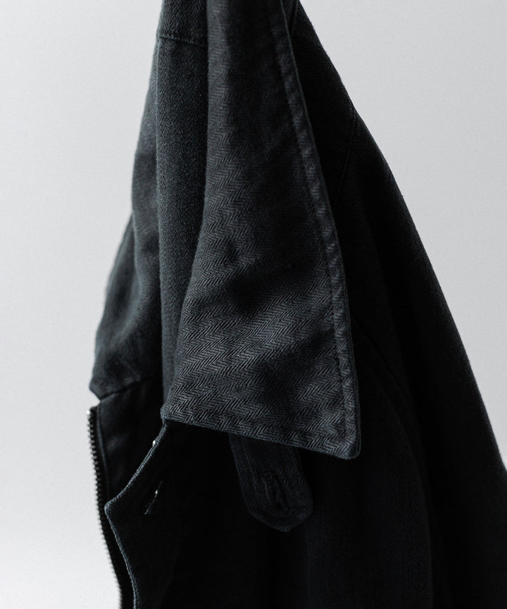 ssstein(シュタイン)のHEAVY LINEN HERRINGBONE ZIP JACKET - BLACKの公式通販サイトsession福岡セレクトショップ