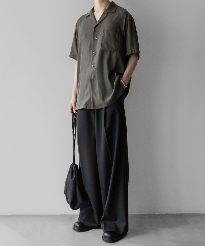 ssstein stein シュタインのOVERSIZED CUPRO OPEN COLLAR SS SHIRT - GREY KHAKI公式通販サイトsession福岡セレクトショップ