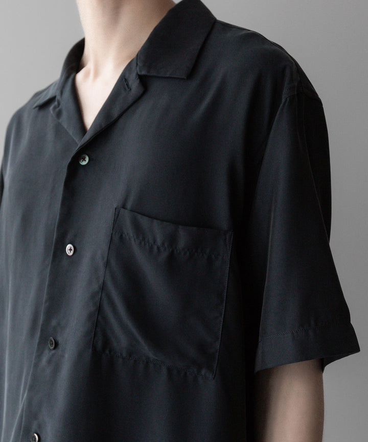 ssstein stein(シュタイン)の24SSコレクション 公式通販サイトsession福岡セレクトショップOVERSIZED CUPRO OPEN COLLAR SS SHIRTのBLACK
