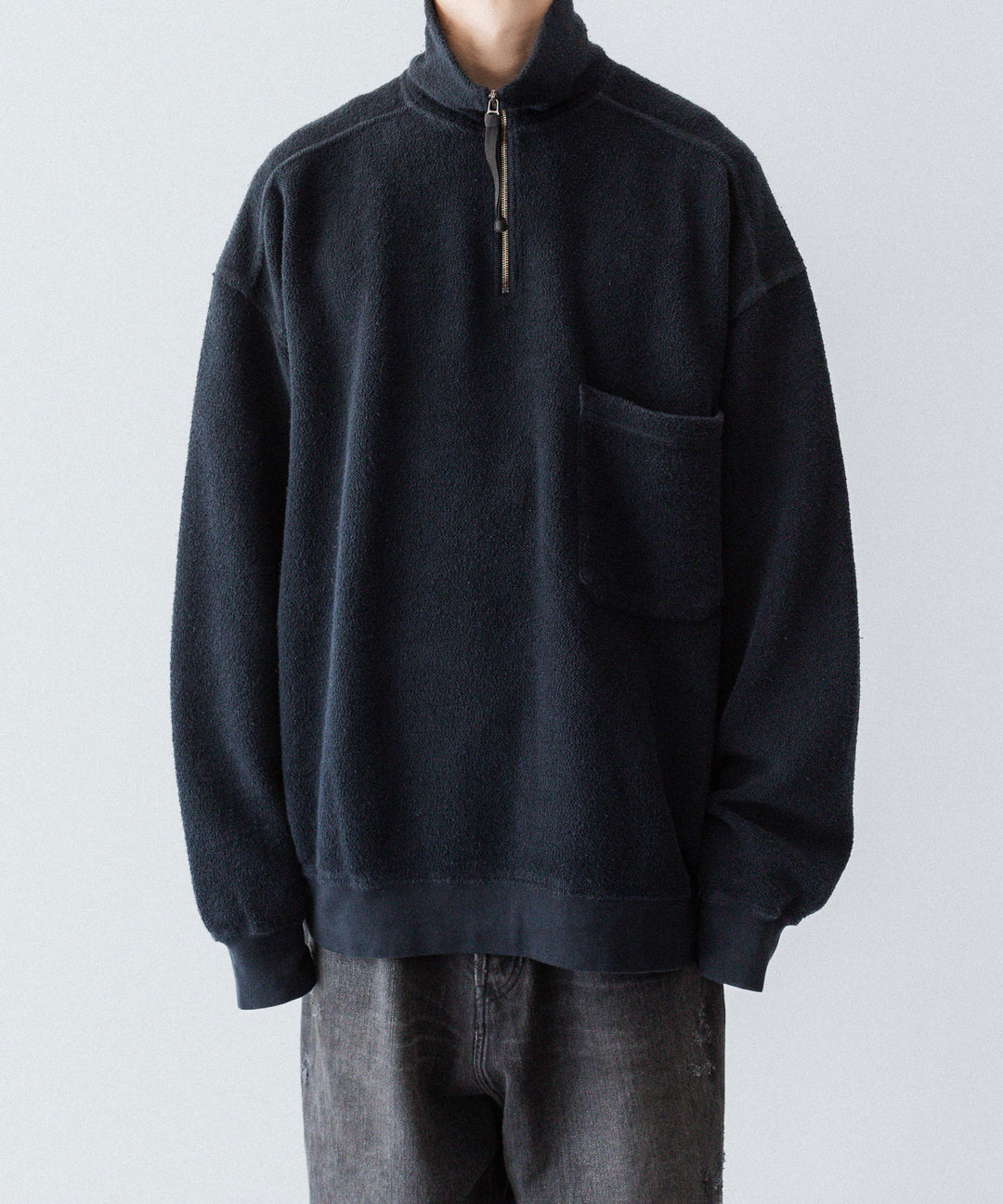 【phebus】SULFUR DYE FLEECE P/O - CAHRCOAL
