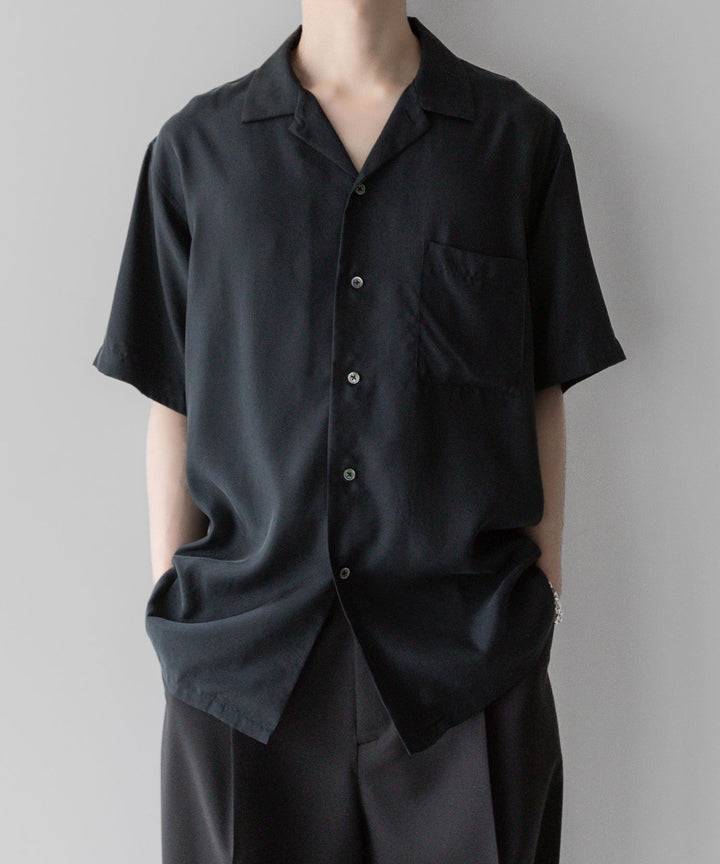 ssstein stein(シュタイン)の24SSコレクション 公式通販サイトsession福岡セレクトショップOVERSIZED CUPRO OPEN COLLAR SS SHIRTのBLACK