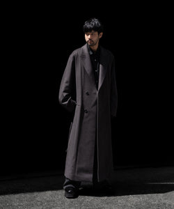 ssstein / シュタイン】OVERSIZED MAXI-LENGTH PEAK LAPEL COAT - GREY