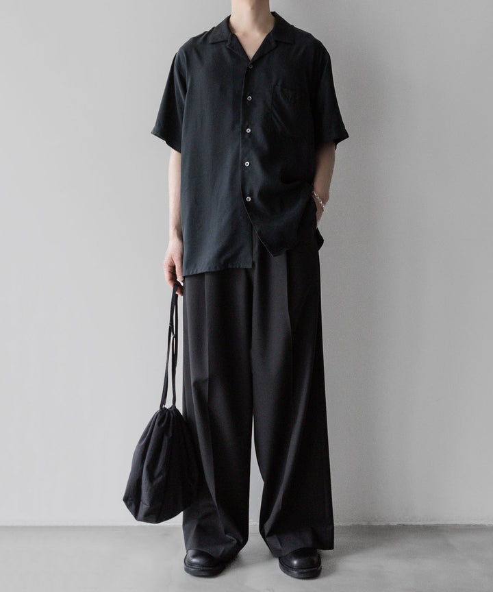 ssstein stein(シュタイン)の24SSコレクション 公式通販サイトsession福岡セレクトショップOVERSIZED CUPRO OPEN COLLAR SS SHIRTのBLACK
