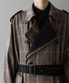 【stein】OVERSIZED DOUBLE LAPELED TRENCH COAT - GLEN CHECK × BLACK