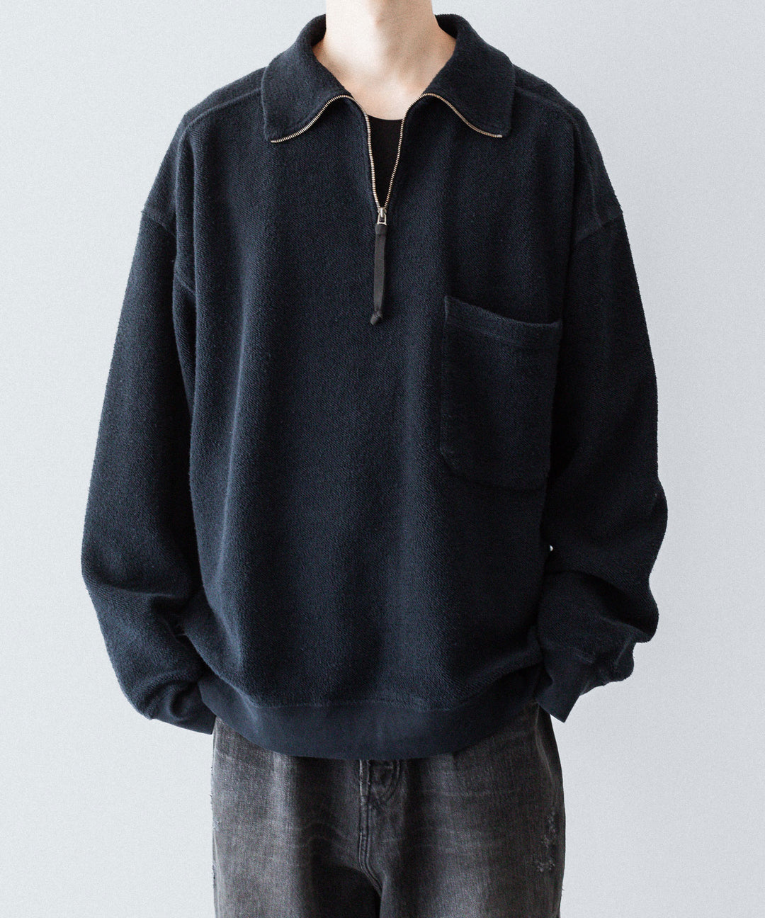 【phebus】SULFUR DYE FLEECE P/O - CAHRCOAL