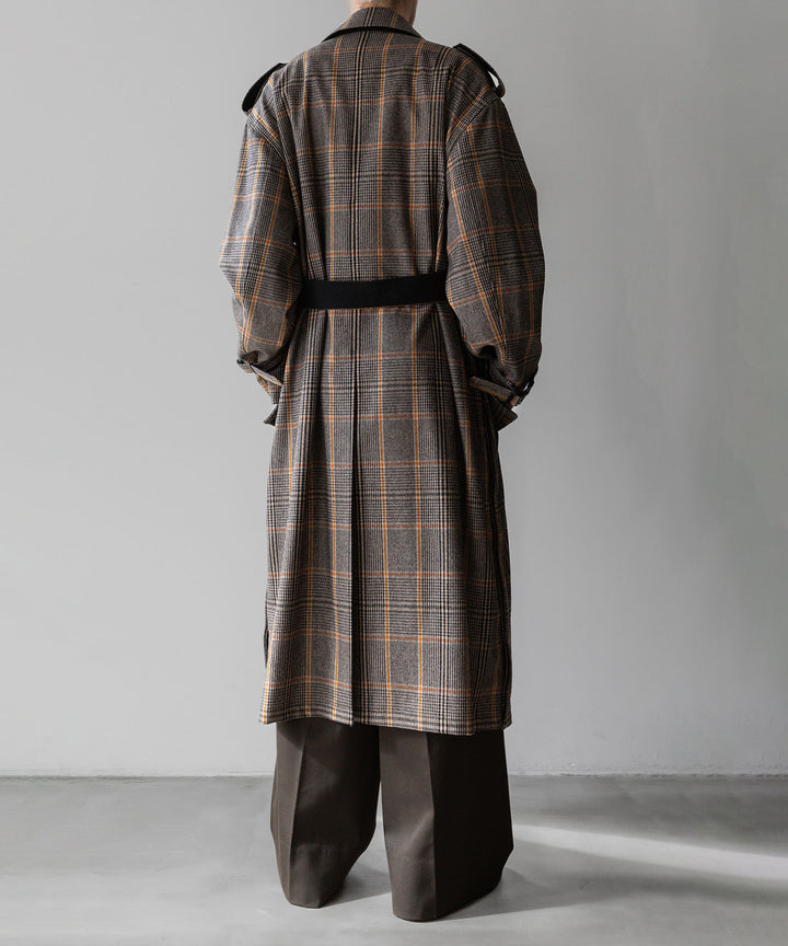 stein(シュタイン)の23AWコレクションOVERSIZED DOUBLE LAPELED TRENCH COATのGLEN CHECK × BLACK