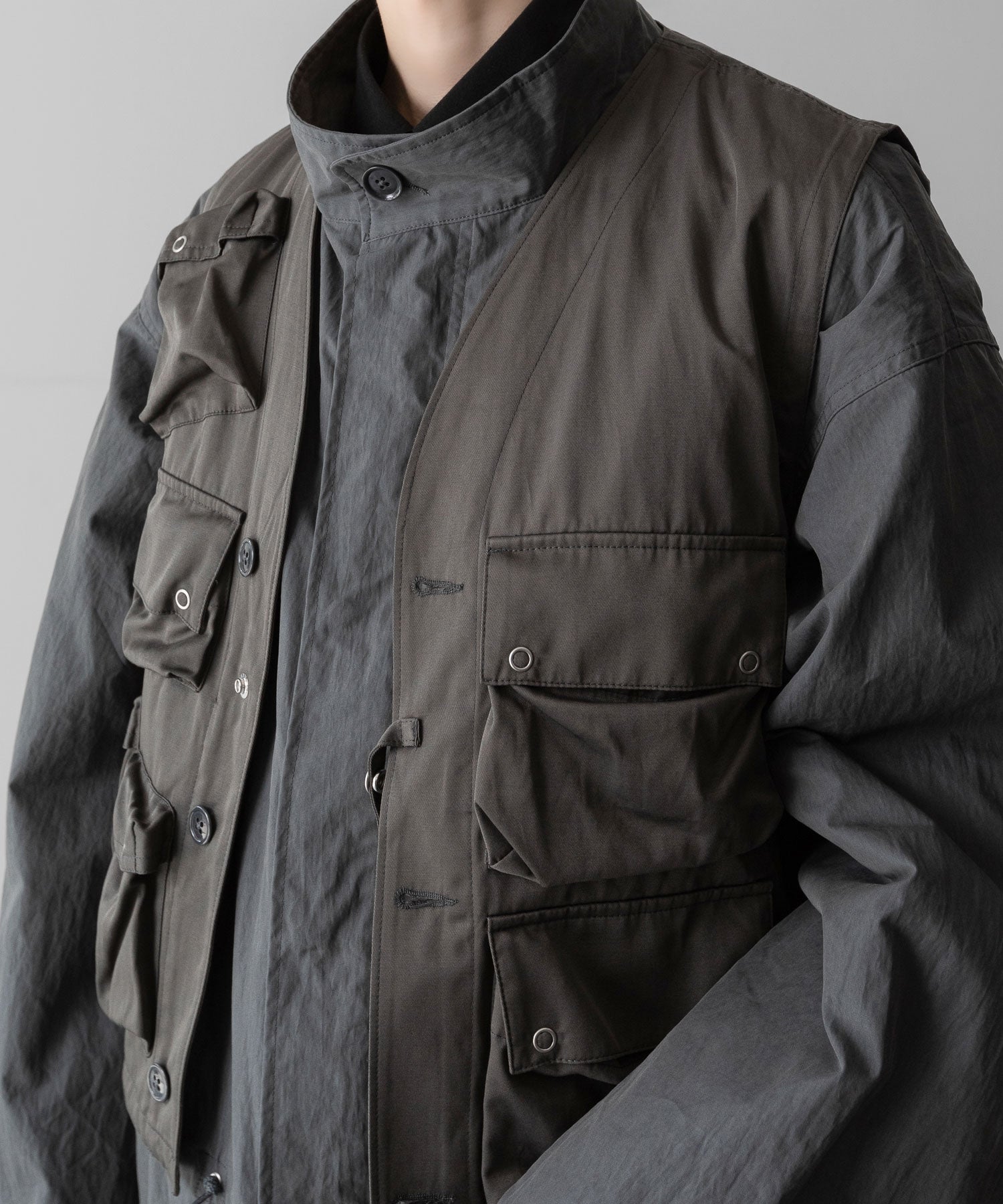 【ANTHEM A】MILITARY MULTI WAY OVER COAT - STEEL GRAY