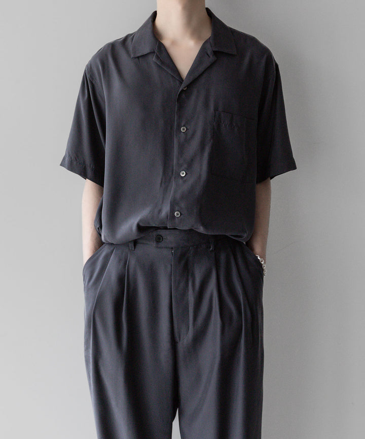 ssstein stein(シュタイン)の24SSコレクション 公式通販サイトsession福岡セレクトショップOVERSIZED CUPRO OPEN COLLAR SS SHIRTのCHARCOAL
