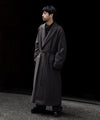 【ssstein】OVERSIZED MAXI-LENGTH PEAK LAPEL COAT - GREY KHAKI