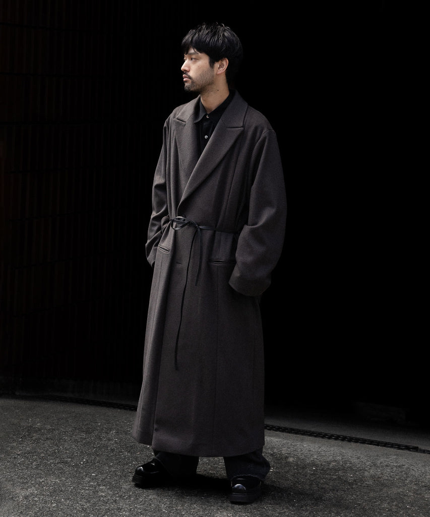 ssstein / シュタイン】OVERSIZED MAXI-LENGTH PEAK LAPEL COAT - GREY