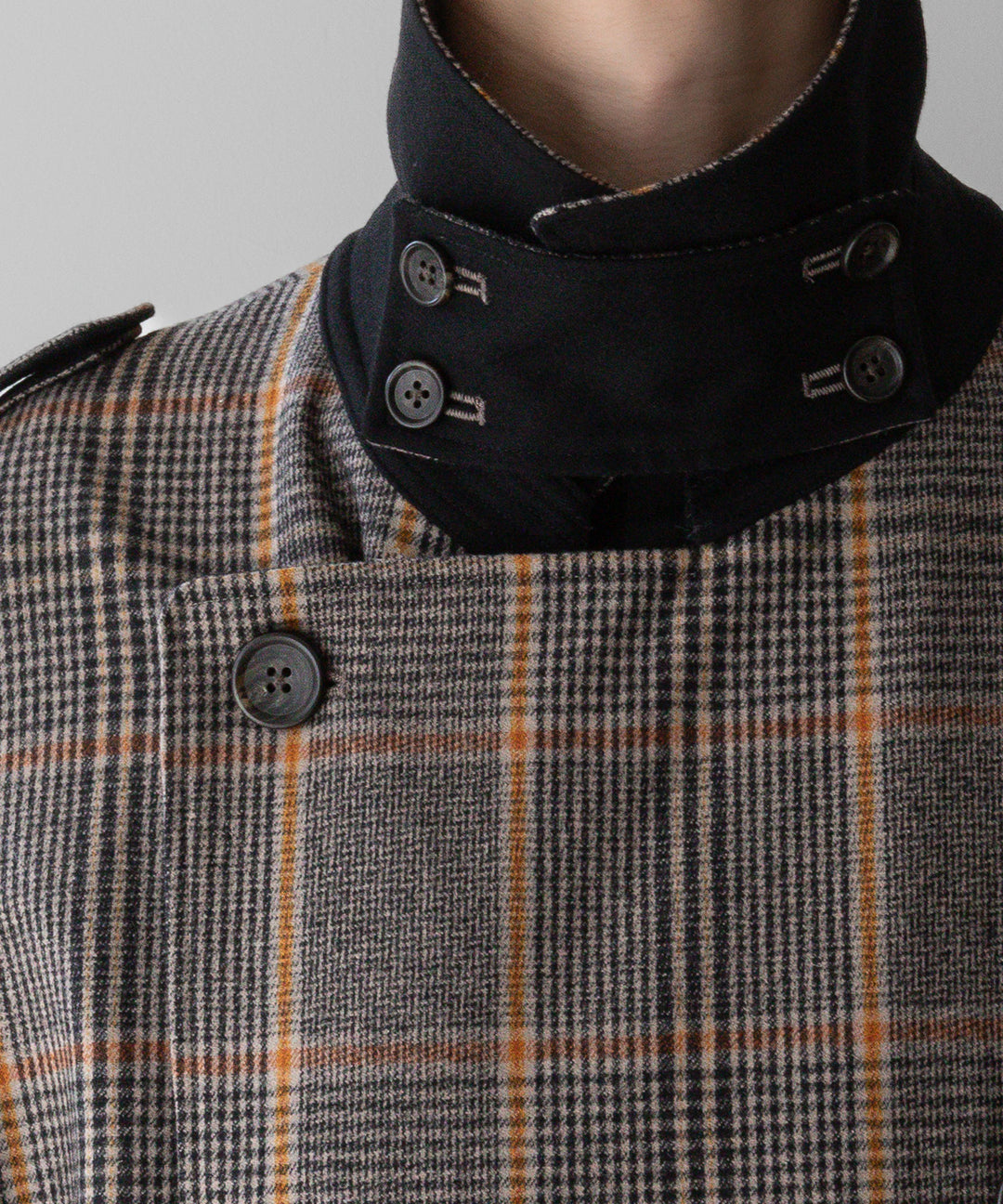 stein(シュタイン)の23AWコレクションOVERSIZED DOUBLE LAPELED TRENCH COATのGLEN CHECK × BLACK