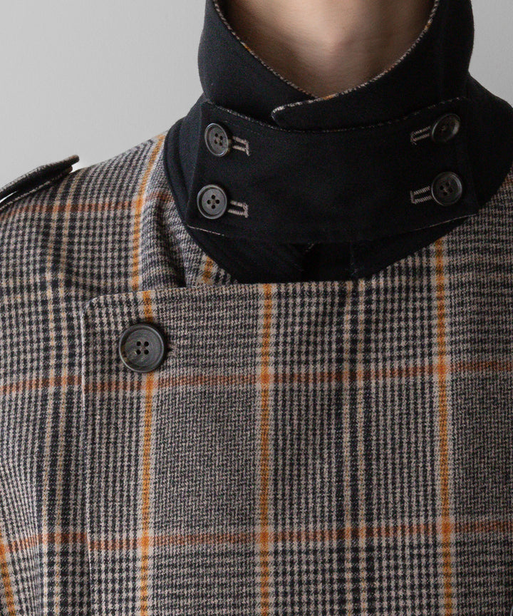 stein(シュタイン)の23AWコレクションOVERSIZED DOUBLE LAPELED TRENCH COATのGLEN CHECK × BLACK
