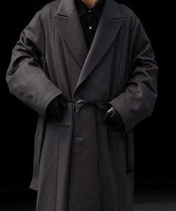 ssstein / シュタイン】OVERSIZED MAXI-LENGTH PEAK LAPEL COAT - GREY