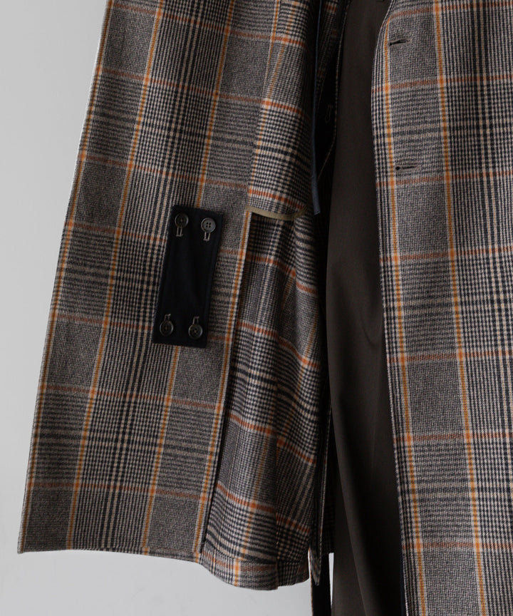 stein(シュタイン)の23AWコレクションOVERSIZED DOUBLE LAPELED TRENCH COATのGLEN CHECK × BLACK