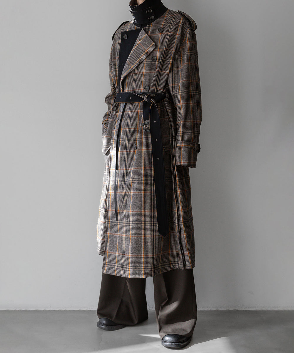 stein(シュタイン)の23AWコレクションOVERSIZED DOUBLE LAPELED TRENCH COATのGLEN CHECK × BLACK