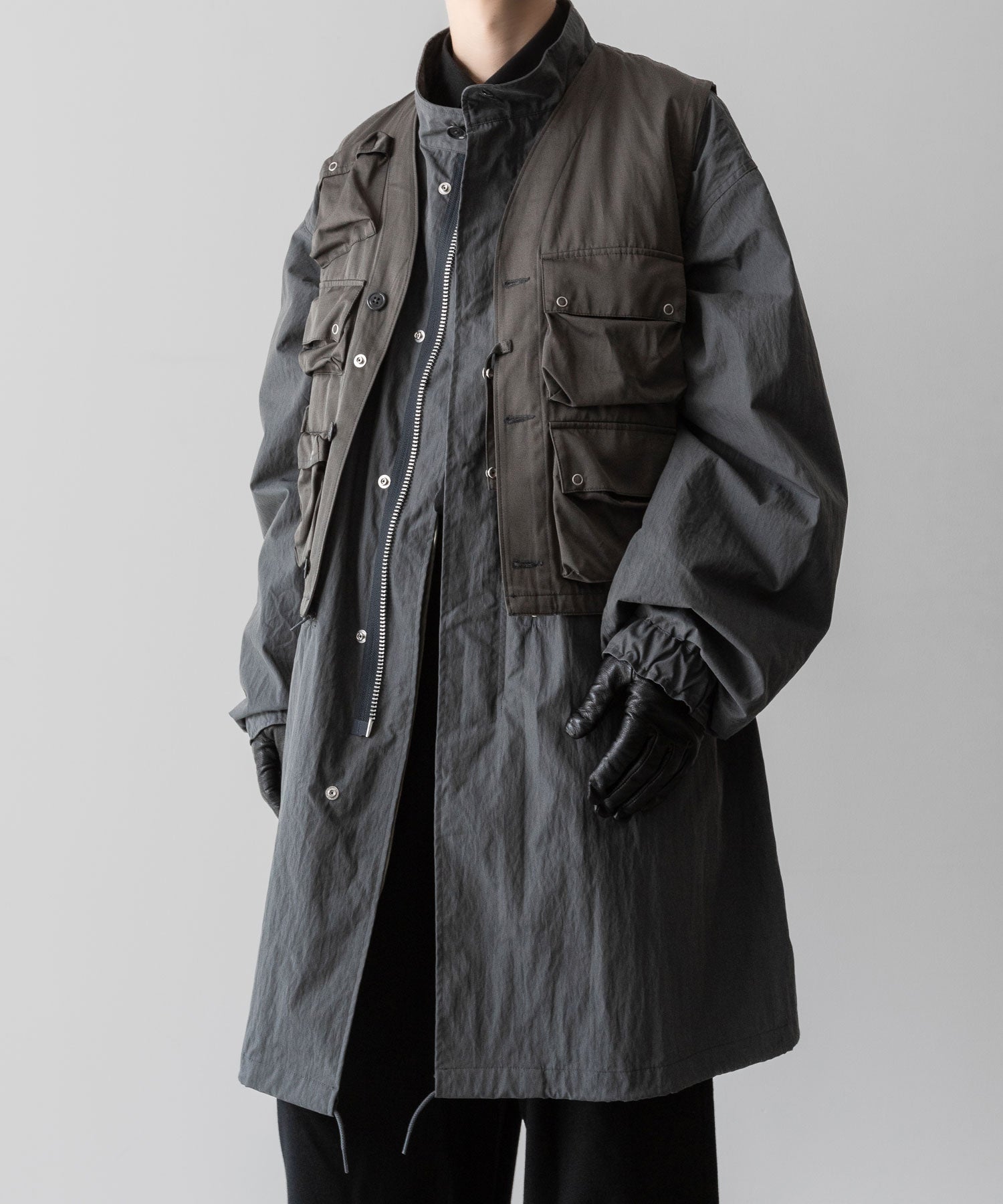 【ANTHEM A】MILITARY MULTI WAY OVER COAT - STEEL GRAY