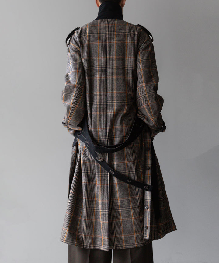 stein(シュタイン)の23AWコレクションOVERSIZED DOUBLE LAPELED TRENCH COATのGLEN CHECK × BLACK