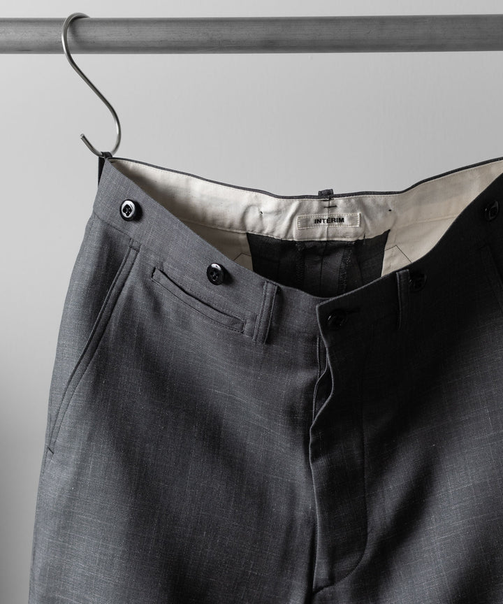 【INTÉRIM】VIRGIN WOOL SILK MOHAIR SUITING MIL BAGGY TROUSER - M.GRAY