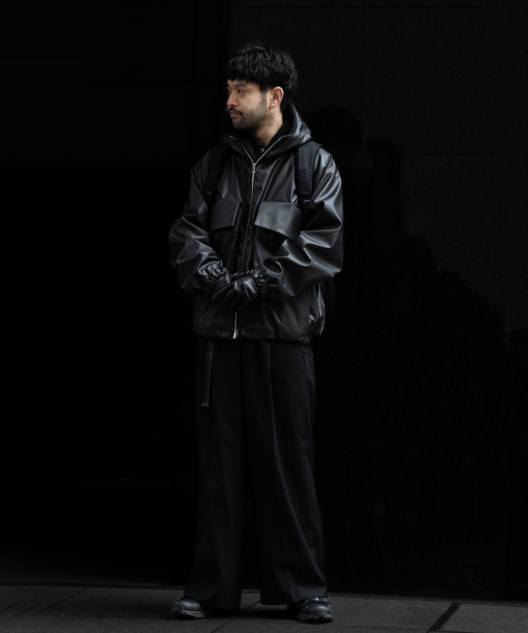 stein(シュタイン)の24SSコレクションHOODED SHORT JACKETのBLACK(CORTING) 
