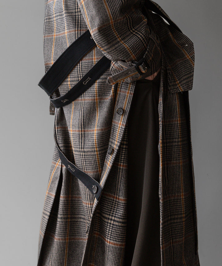 stein(シュタイン)の23AWコレクションOVERSIZED DOUBLE LAPELED TRENCH COATのGLEN CHECK × BLACK