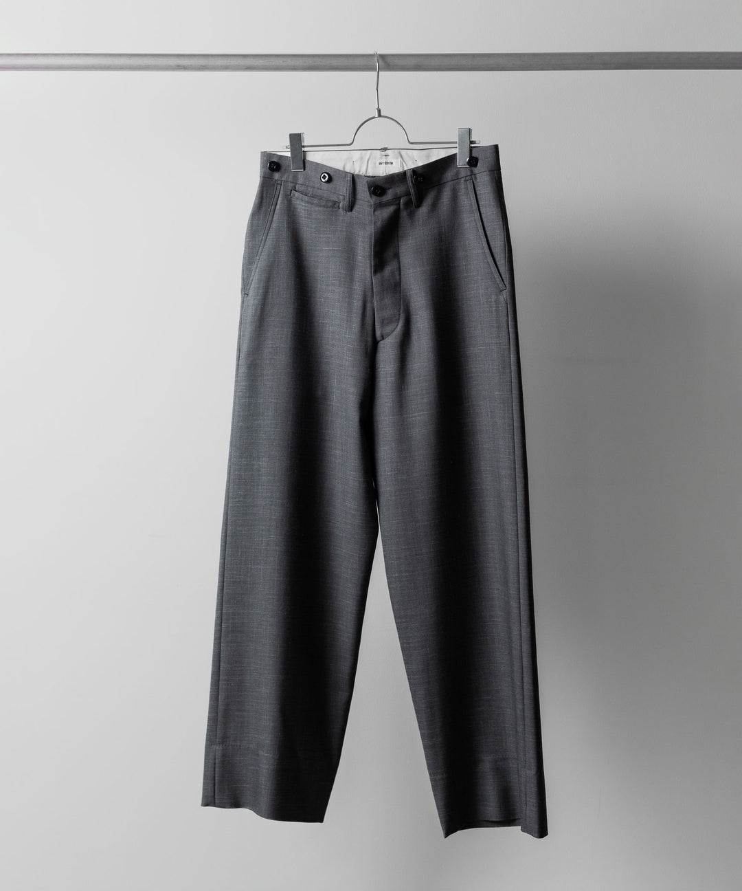 【INTÉRIM】VIRGIN WOOL SILK MOHAIR SUITING MIL BAGGY TROUSER - M.GRAY