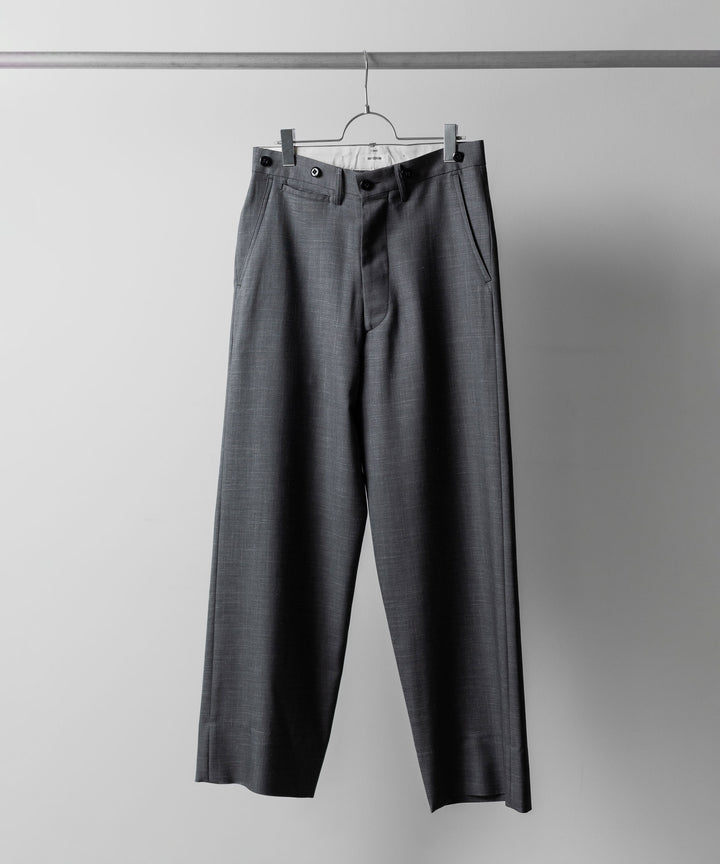 【INTÉRIM】VIRGIN WOOL SILK MOHAIR SUITING MIL BAGGY TROUSER - M.GRAY