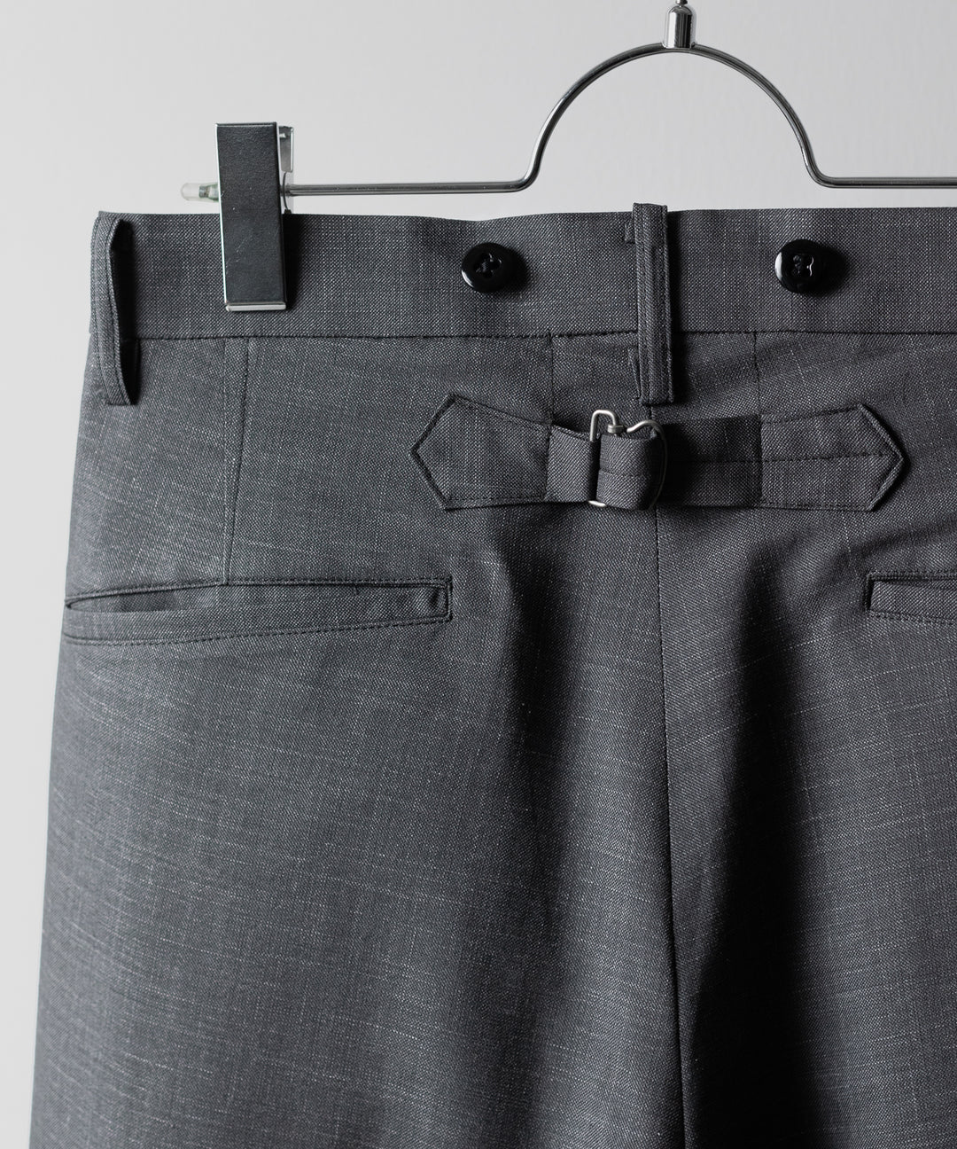 【INTÉRIM】VIRGIN WOOL SILK MOHAIR SUITING MIL BAGGY TROUSER - M.GRAY