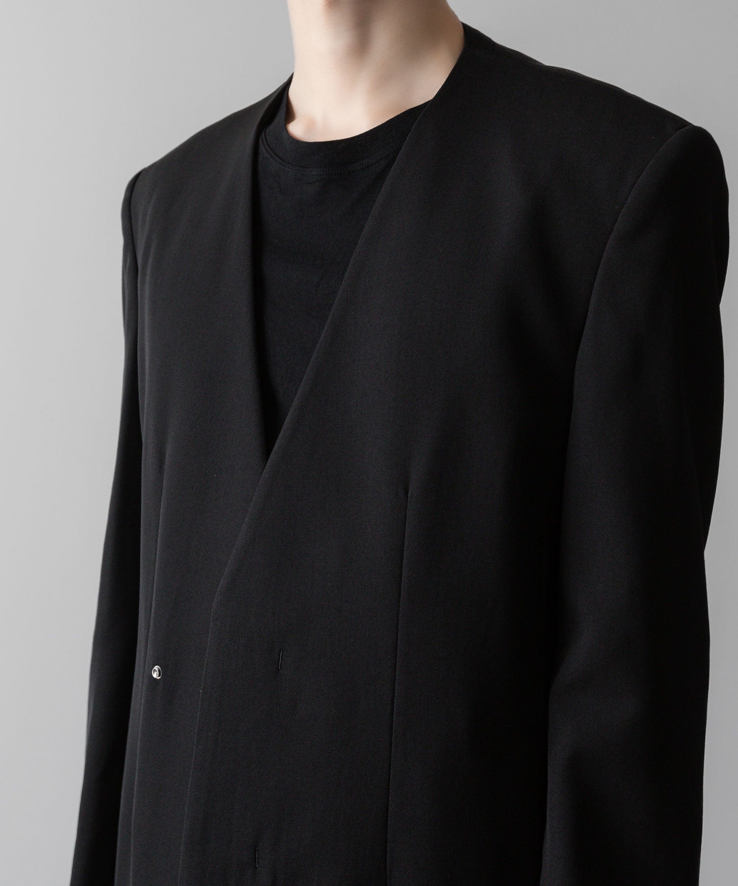 VEIN ヴェインのWO/VIS GABARDINE COLLARLESS JACKET - BLACKの公式通販サイトsession福岡セレクトショップ