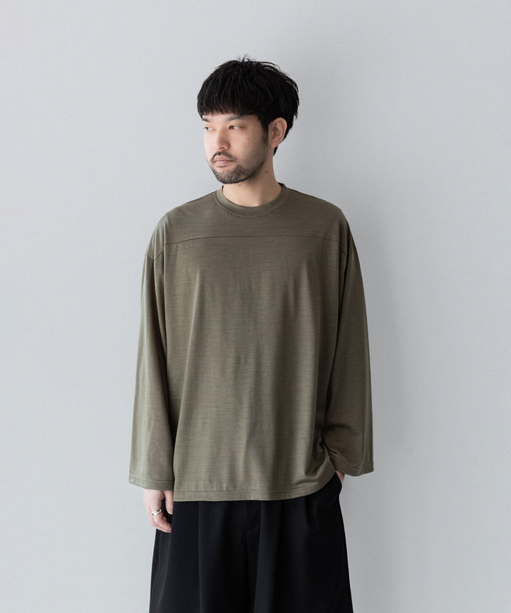 【INTÉRIM】    HYPER BIG EXTRA FINE MERINO WOOL JERSEY FOOTBALL L/S TEE - SAGE