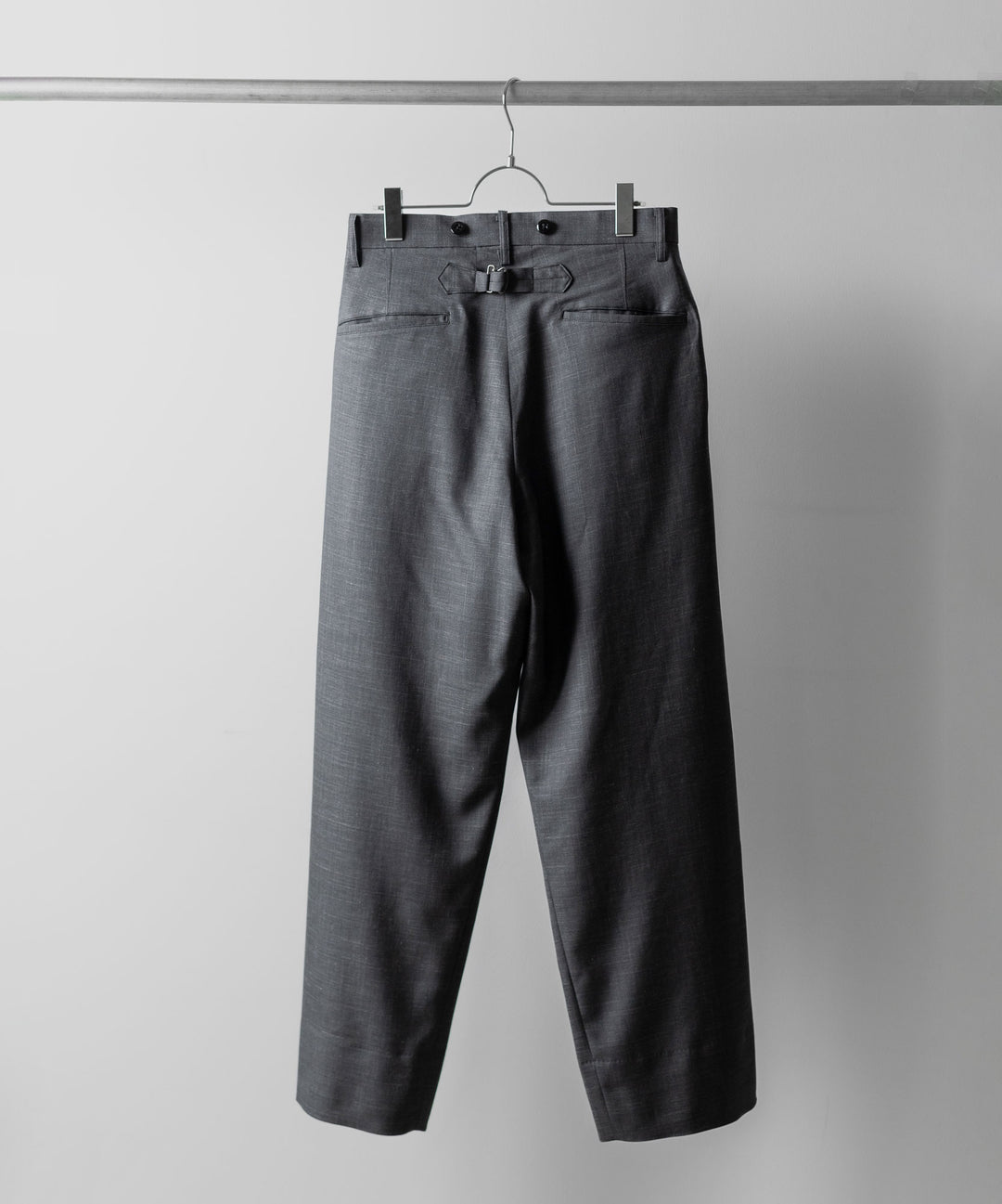 【INTÉRIM】VIRGIN WOOL SILK MOHAIR SUITING MIL BAGGY TROUSER - M.GRAY