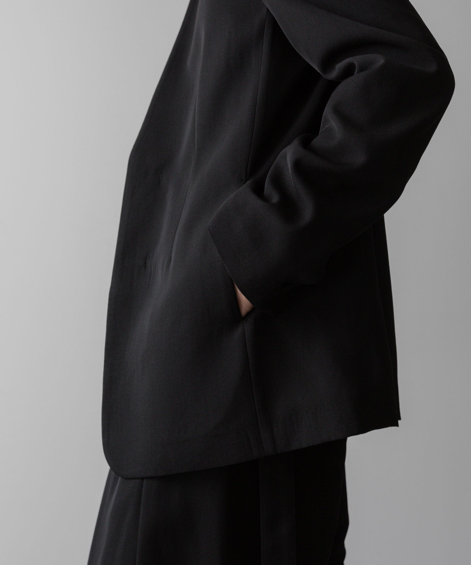 VEIN ヴェインのWO/VIS GABARDINE COLLARLESS JACKET - BLACKの公式通販サイトsession福岡セレクトショップ