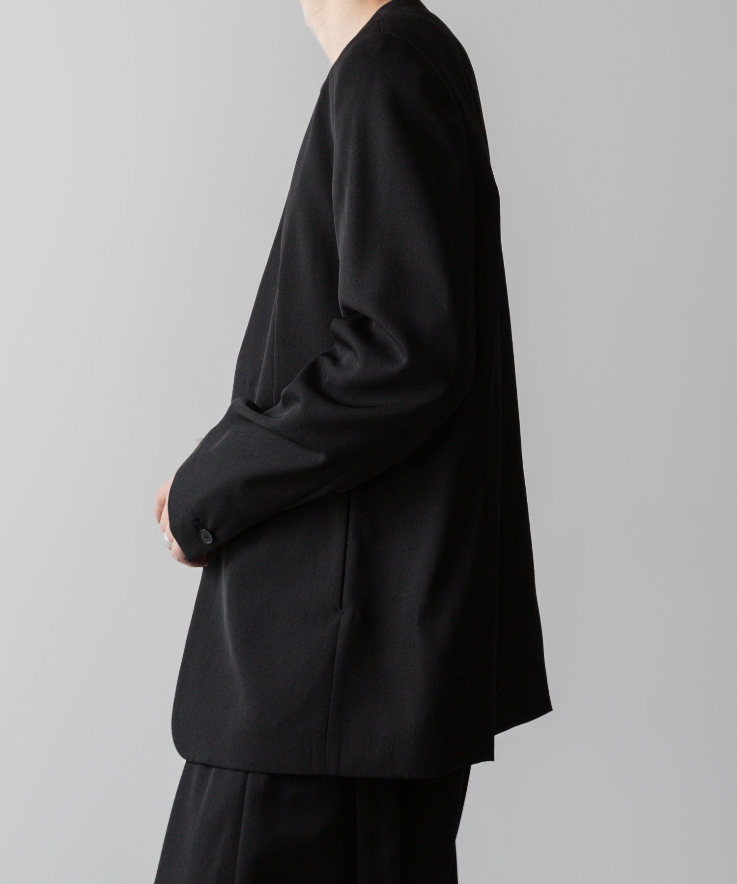 VEIN ヴェインのWO/VIS GABARDINE COLLARLESS JACKET - BLACKの公式通販サイトsession福岡セレクトショップ