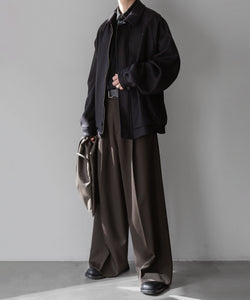 stein(シュタイン)の23AWコレクションOVERSIZED MELTON HARRINGTON ZIP JACKETのDARK CHARCOAL