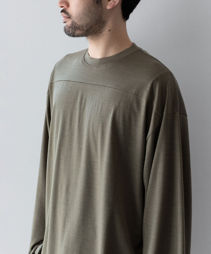 【INTÉRIM】    HYPER BIG EXTRA FINE MERINO WOOL JERSEY FOOTBALL L/S TEE - SAGE