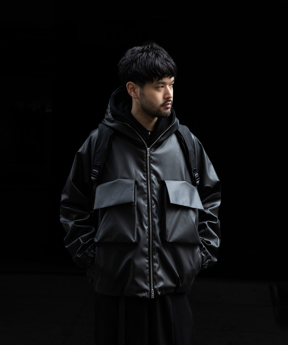 stein(シュタイン)の24SSコレクションHOODED SHORT JACKETのBLACK(CORTING) 