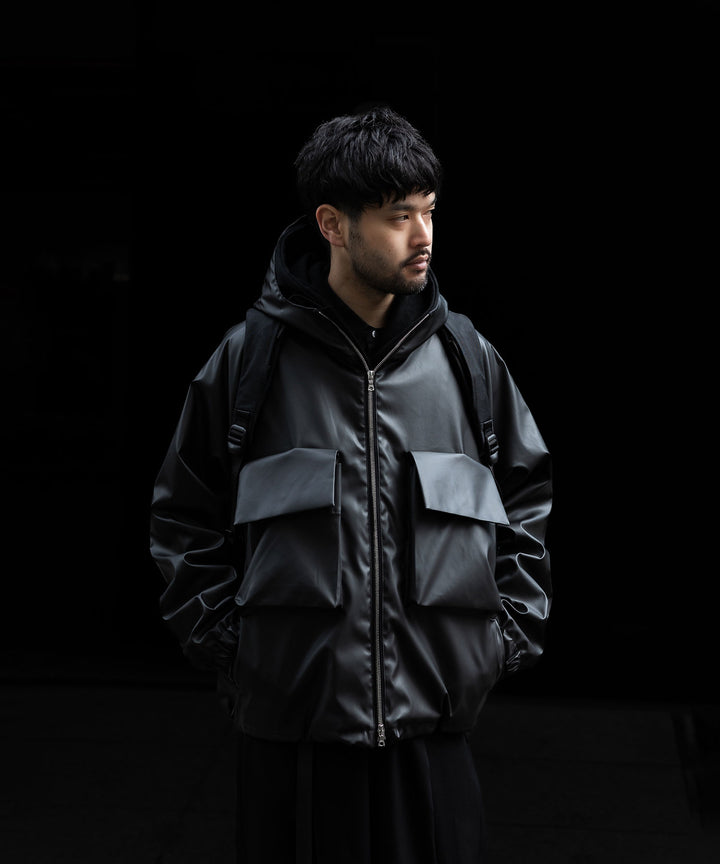 stein(シュタイン)の24SSコレクションHOODED SHORT JACKETのBLACK(CORTING) 