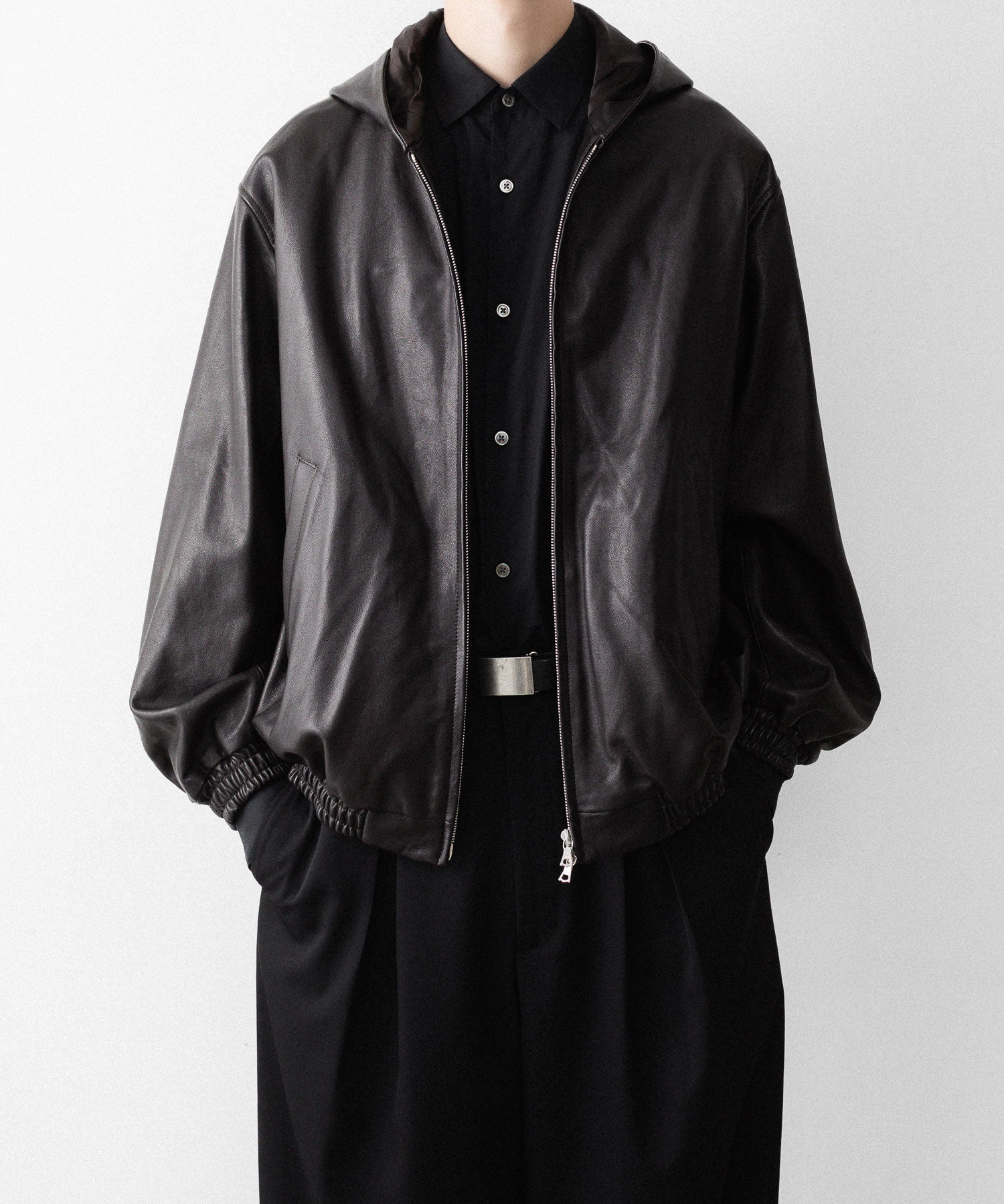 ssstein / シュタイン】LAMB LEATER HOOD JACKET - GREY BROWN | 公式