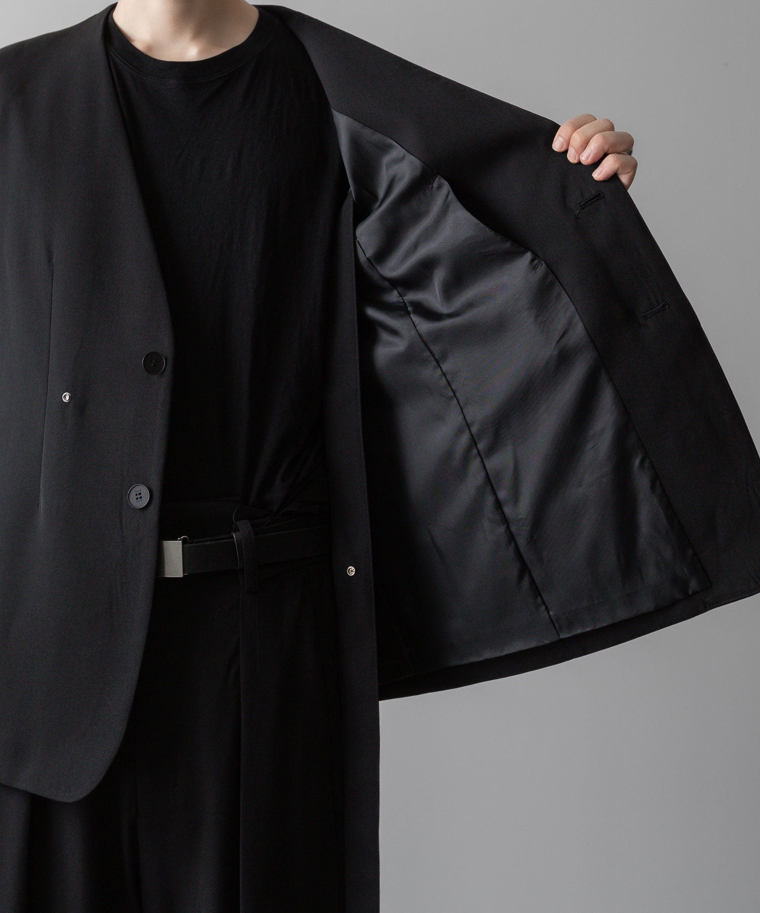 VEIN ヴェインのWO/VIS GABARDINE COLLARLESS JACKET - BLACKの公式通販サイトsession福岡セレクトショップ