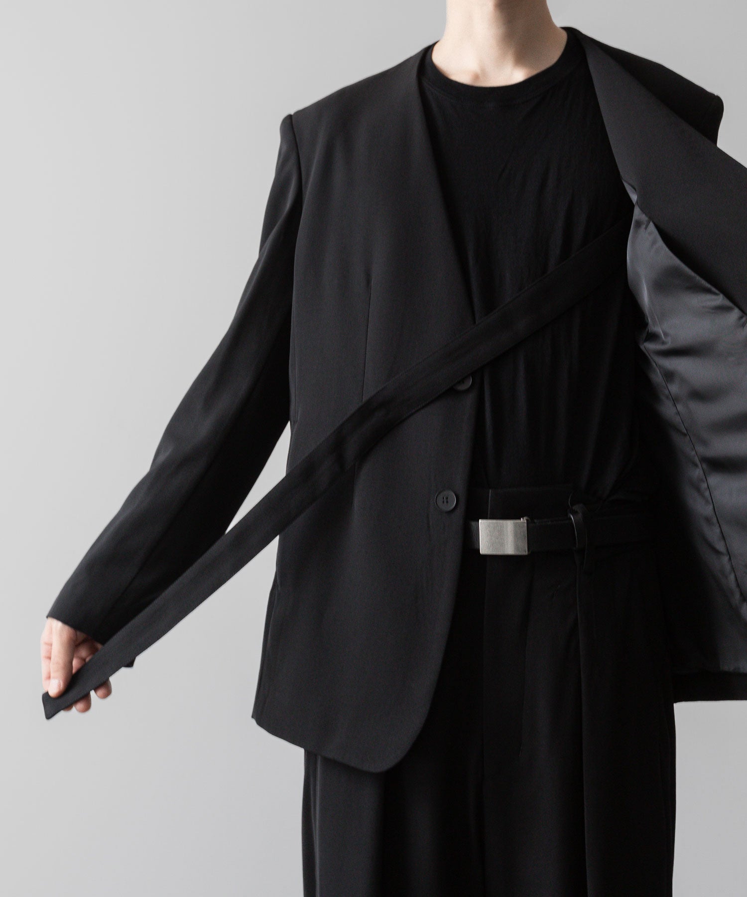 VEIN ヴェインのWO/VIS GABARDINE COLLARLESS JACKET - BLACKの公式通販サイトsession福岡セレクトショップ