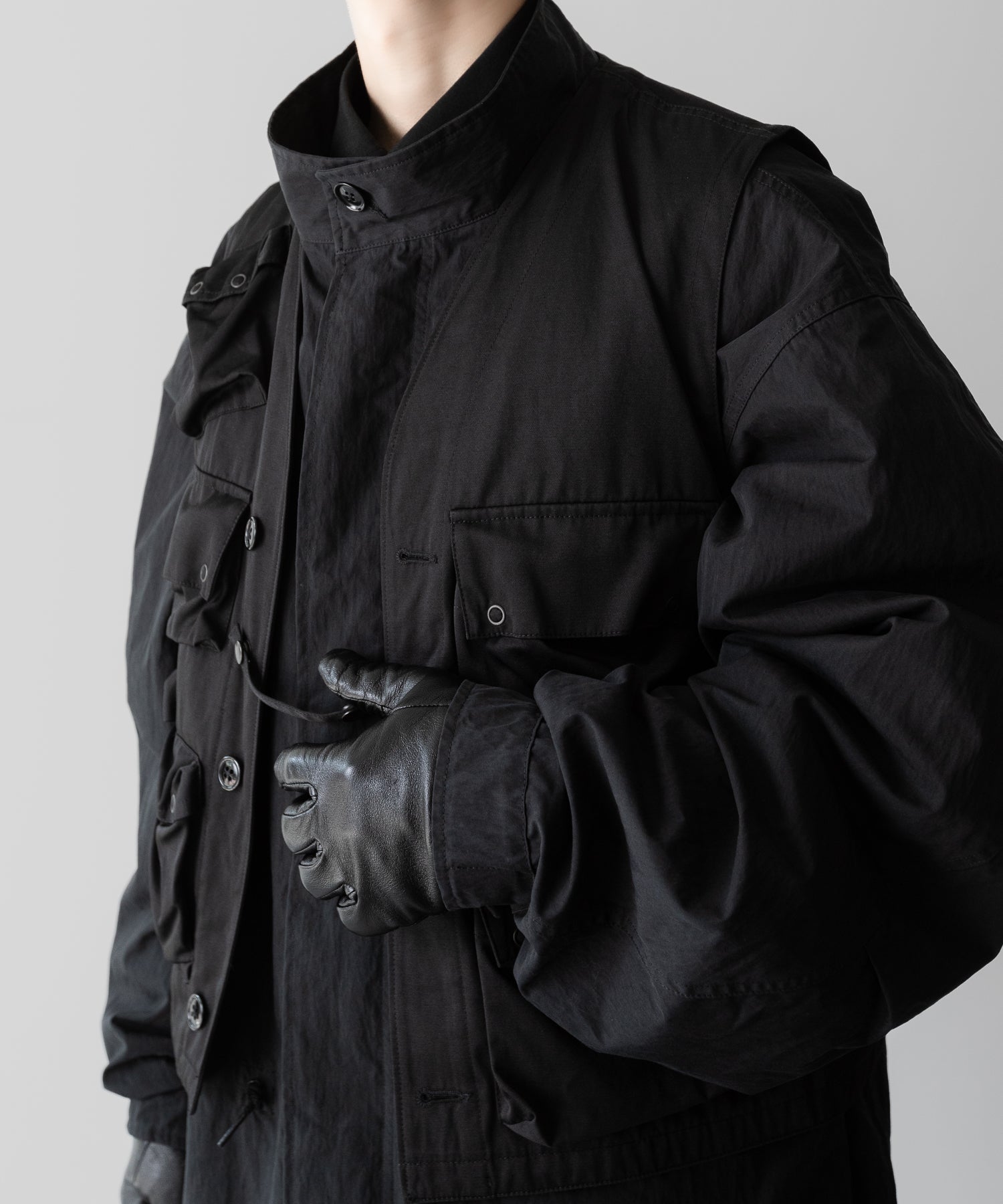 【ANTHEM A】MILITARY MULTI WAY OVER COAT - BLACK