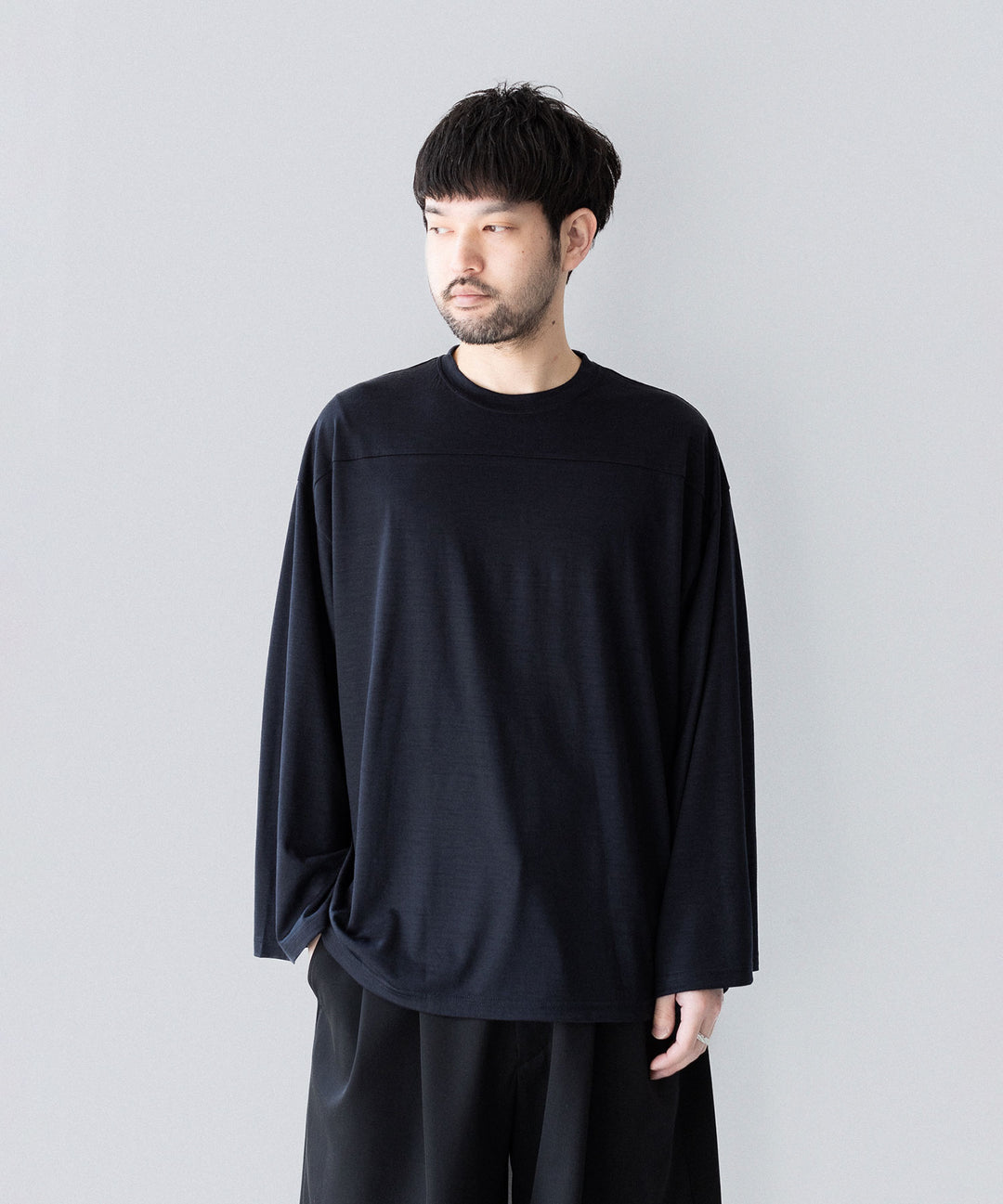INTÉRIM インテリムの HYPER BIG EXTRA FINE MERINO WOOL JERSEY FOOTBALL L/S TEEのD.NAVY公式通販サイトsession福岡セレクトショップ