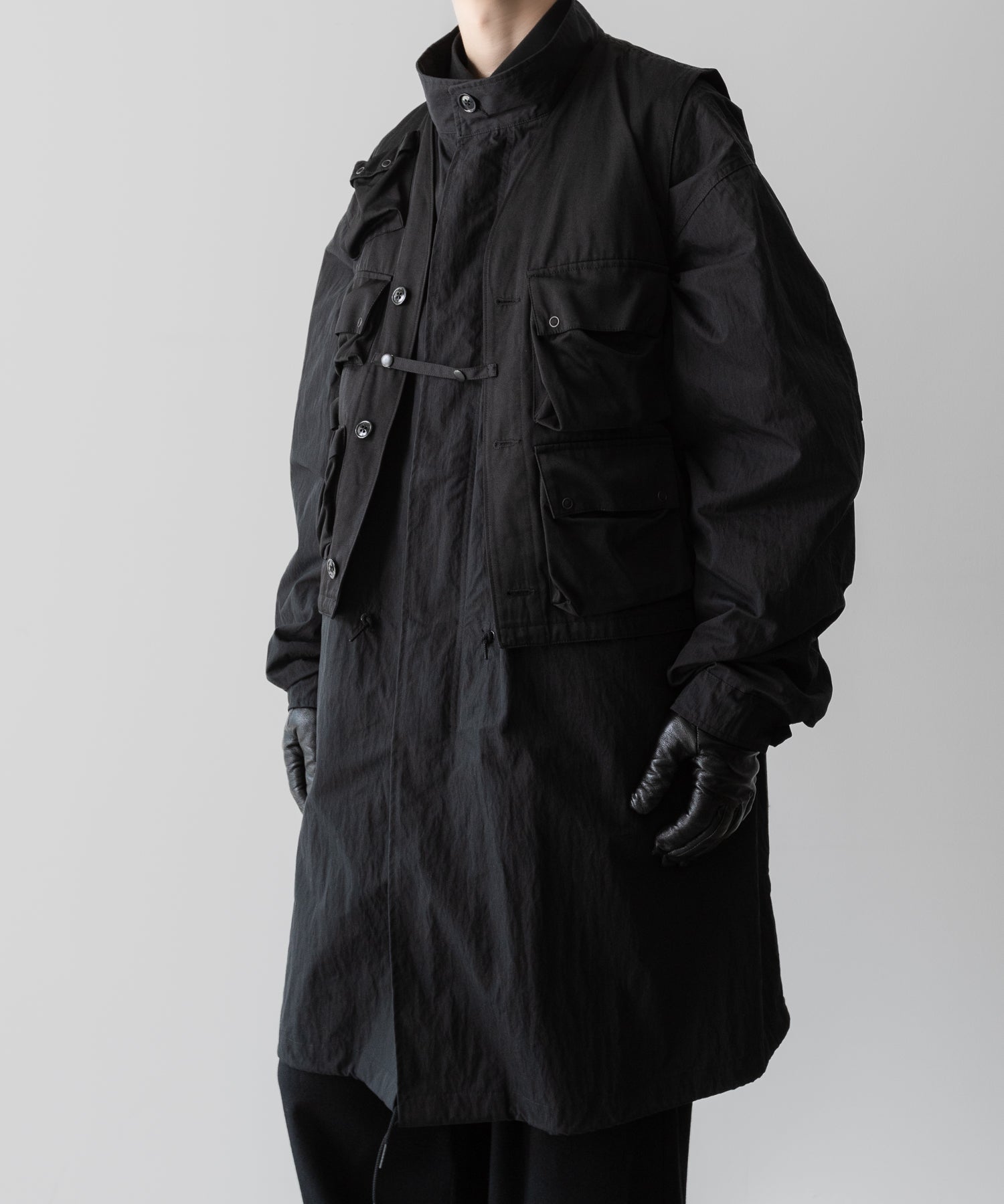 【ANTHEM A】MILITARY MULTI WAY OVER COAT - BLACK