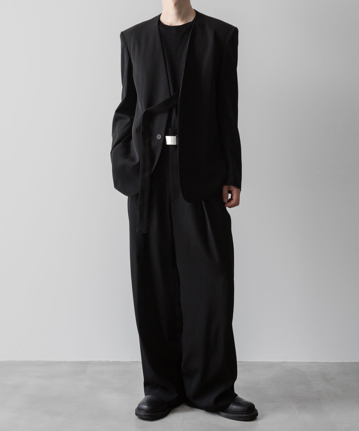 VEIN ヴェインのWO/VIS GABARDINE COLLARLESS JACKET - BLACKの公式通販サイトsession福岡セレクトショップ