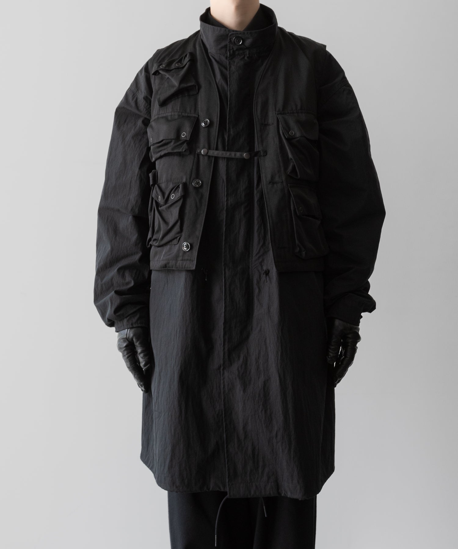 【ANTHEM A】MILITARY MULTI WAY OVER COAT - BLACK