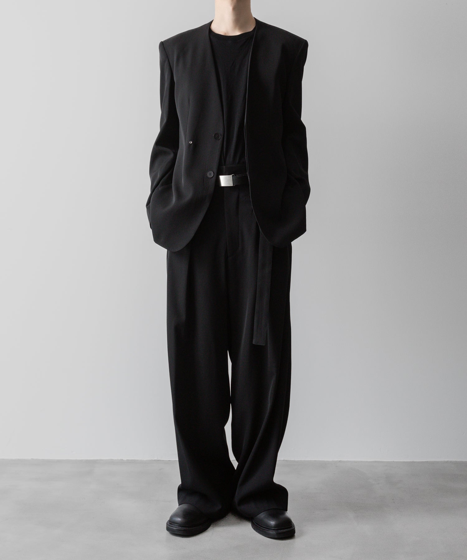 VEIN ヴェインのWO/VIS GABARDINE COLLARLESS JACKET - BLACKの公式通販サイトsession福岡セレクトショップ