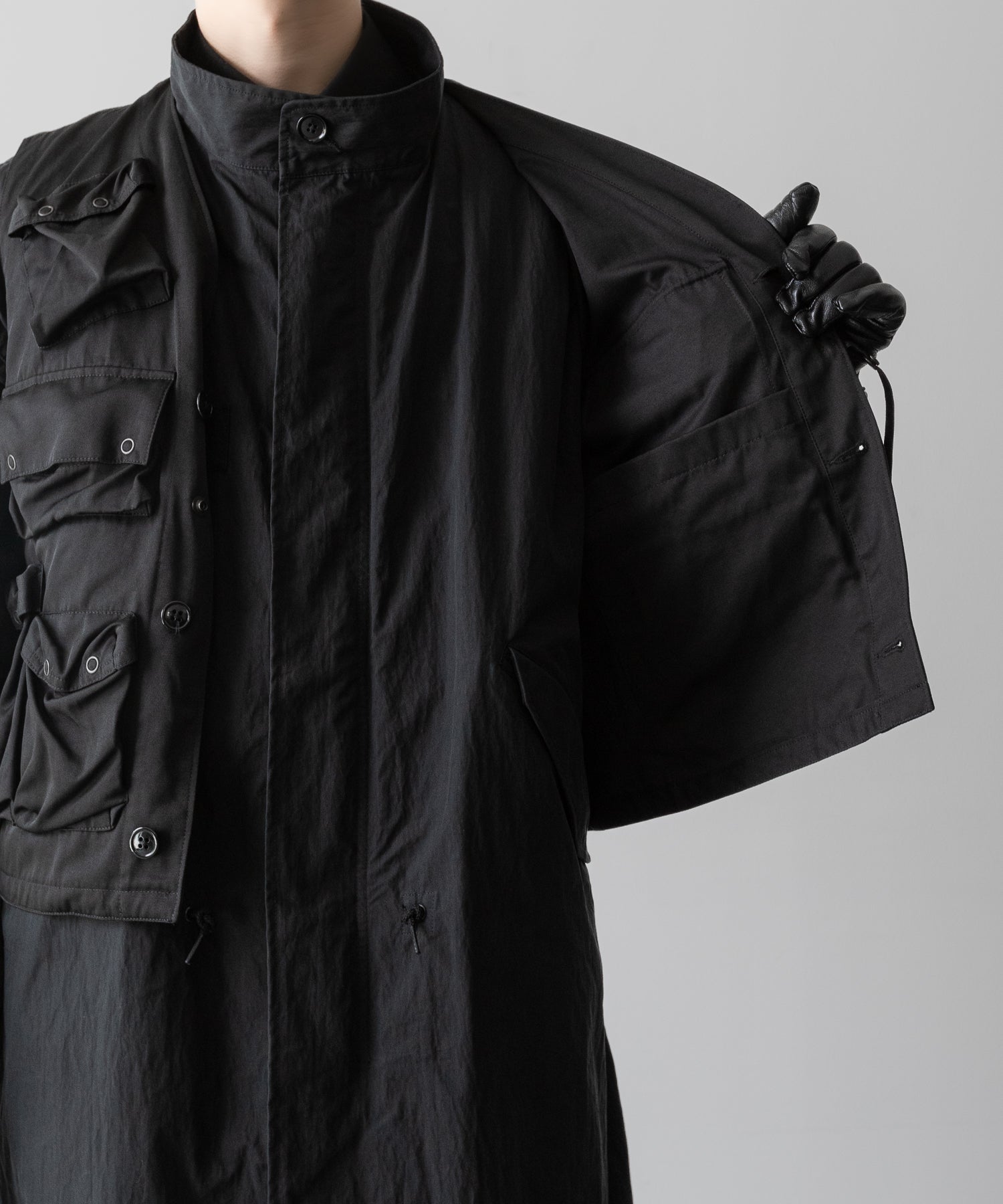 【ANTHEM A】MILITARY MULTI WAY OVER COAT - BLACK