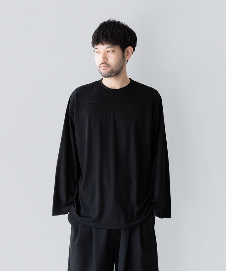 【INTÉRIM】    HYPER BIG EXTRA FINE MERINO WOOL JERSEY FOOTBALL L/S TEE - BLACK