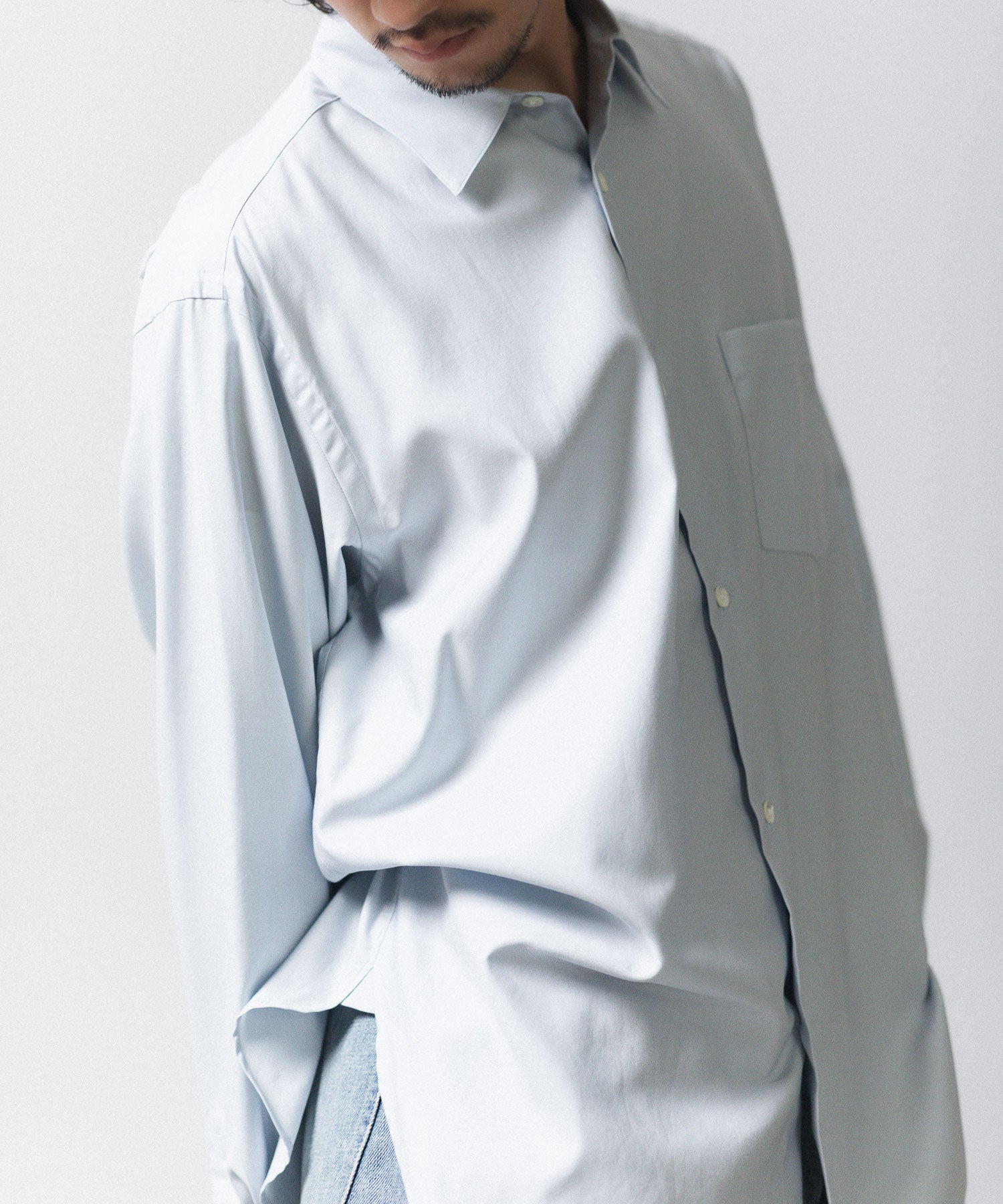 ssstein / シュタイン】PIMA COTTON OVERSIZED REGULAR COLLAR SHIRT