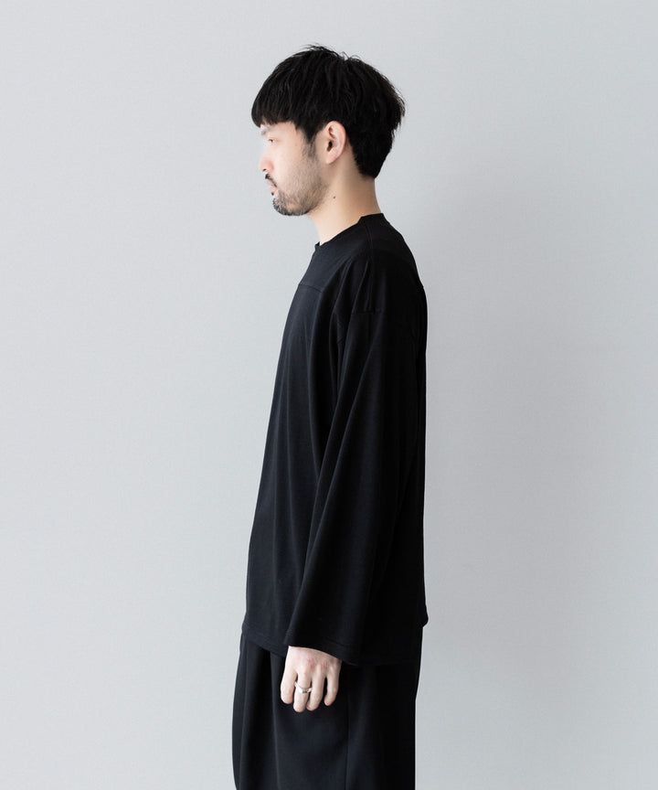【INTÉRIM】    HYPER BIG EXTRA FINE MERINO WOOL JERSEY FOOTBALL L/S TEE - BLACK