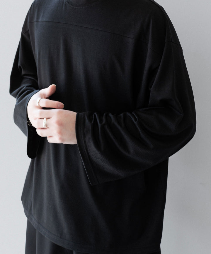 【INTÉRIM】    HYPER BIG EXTRA FINE MERINO WOOL JERSEY FOOTBALL L/S TEE - BLACK